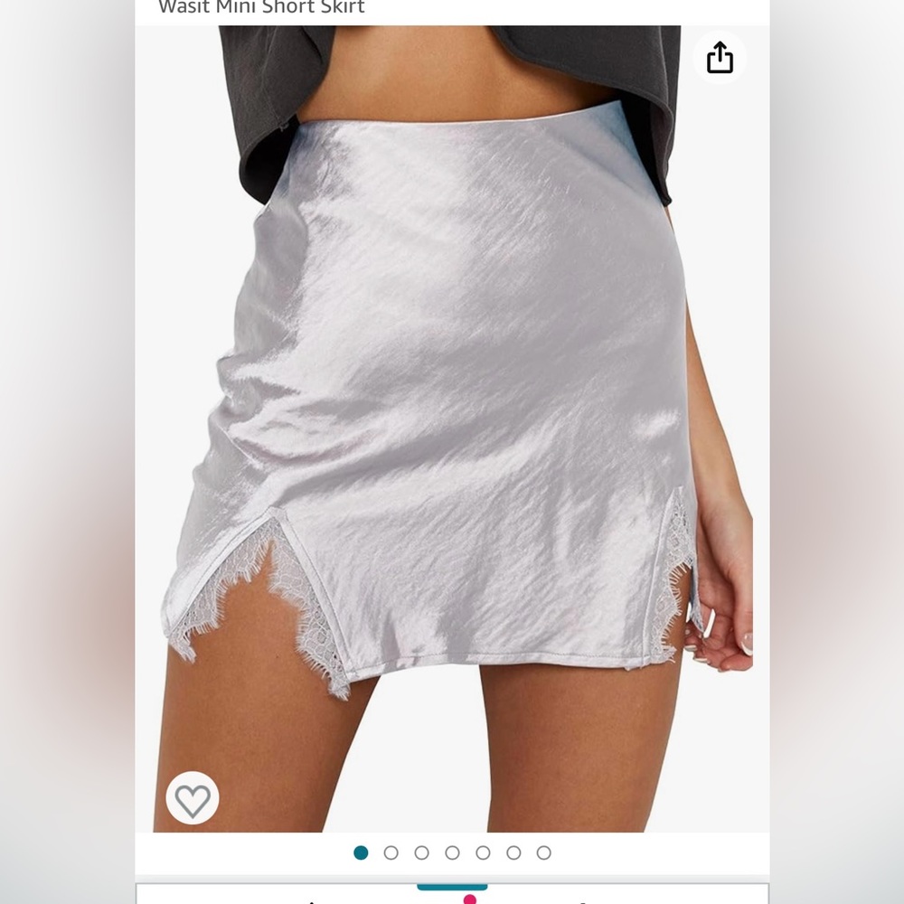 Satin white mini skirt
